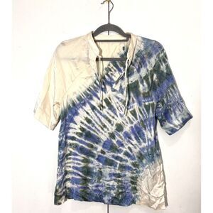 Raquel Allegra Blouse Women’s S Luxurious Silk Tie Dye Short Sleeve